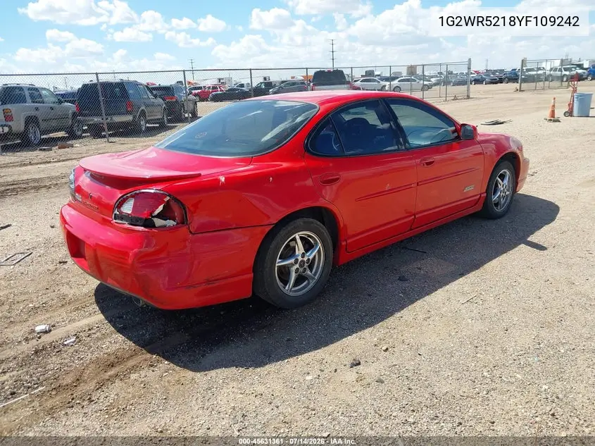 2000 Pontiac Grand Prix Gtp VIN: 1G2WR5218YF109242 Lot: 45631361
