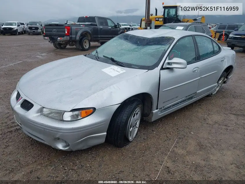 2001 Pontiac Grand Prix Gt VIN: 1G2WP52K51F116959 Lot: 45465668