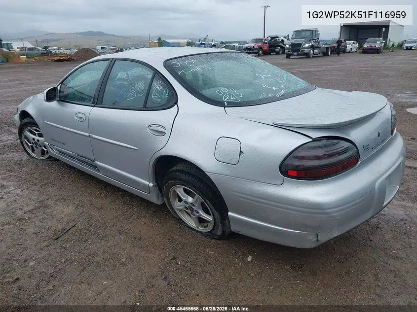 2001 Pontiac Grand Prix Gt VIN: 1G2WP52K51F116959 Lot: 45465668