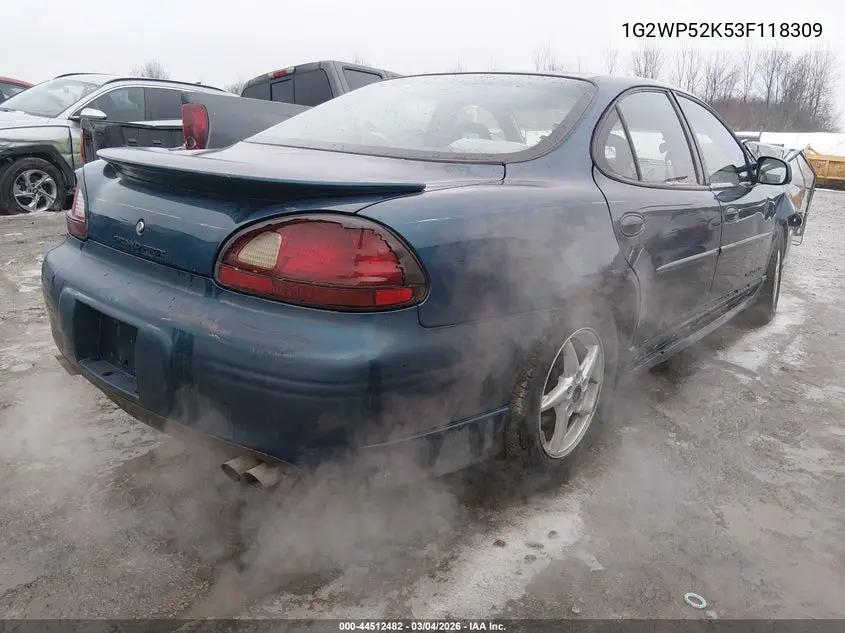 2003 Pontiac Grand Prix Gt VIN: 1G2WP52K53F118309 Lot: 44512482