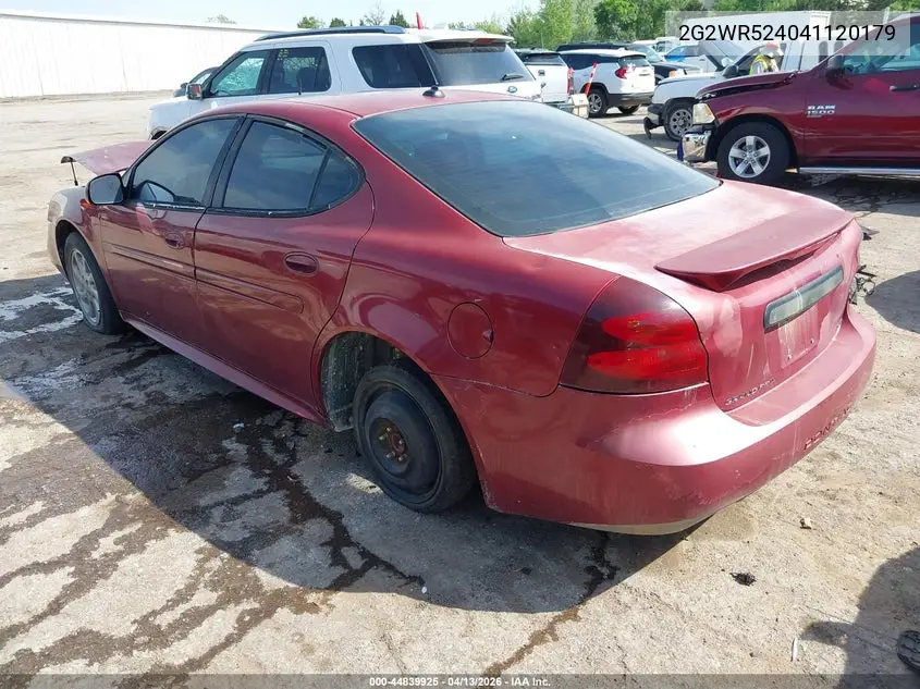 2004 Pontiac Grand Prix Gtp VIN: 2G2WR524041120179 Lot: 44839925