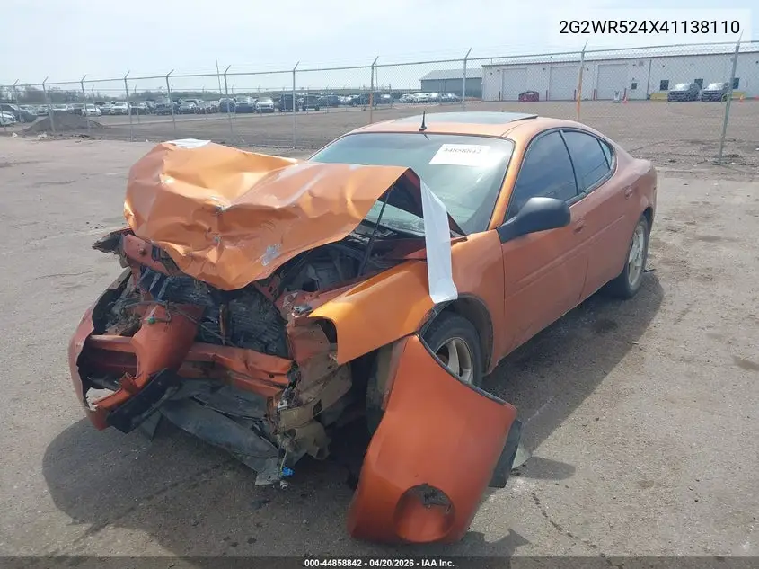 2004 Pontiac Grand Prix Gtp VIN: 2G2WR524X41138110 Lot: 44858842