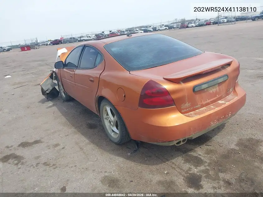2004 Pontiac Grand Prix Gtp VIN: 2G2WR524X41138110 Lot: 44858842