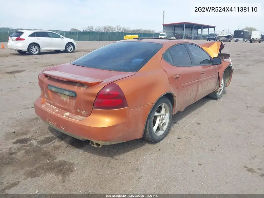 2004 Pontiac Grand Prix Gtp VIN: 2G2WR524X41138110 Lot: 44858842