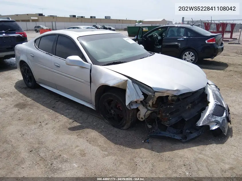 2004 Pontiac Grand Prix Gt2 VIN: 2G2WS522841108042 Lot: 44981773
