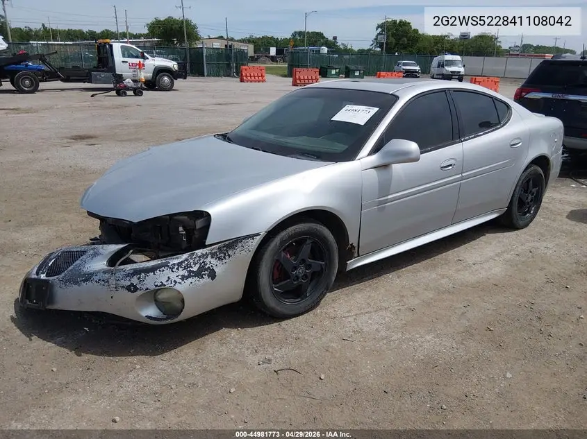 2004 Pontiac Grand Prix Gt2 VIN: 2G2WS522841108042 Lot: 44981773