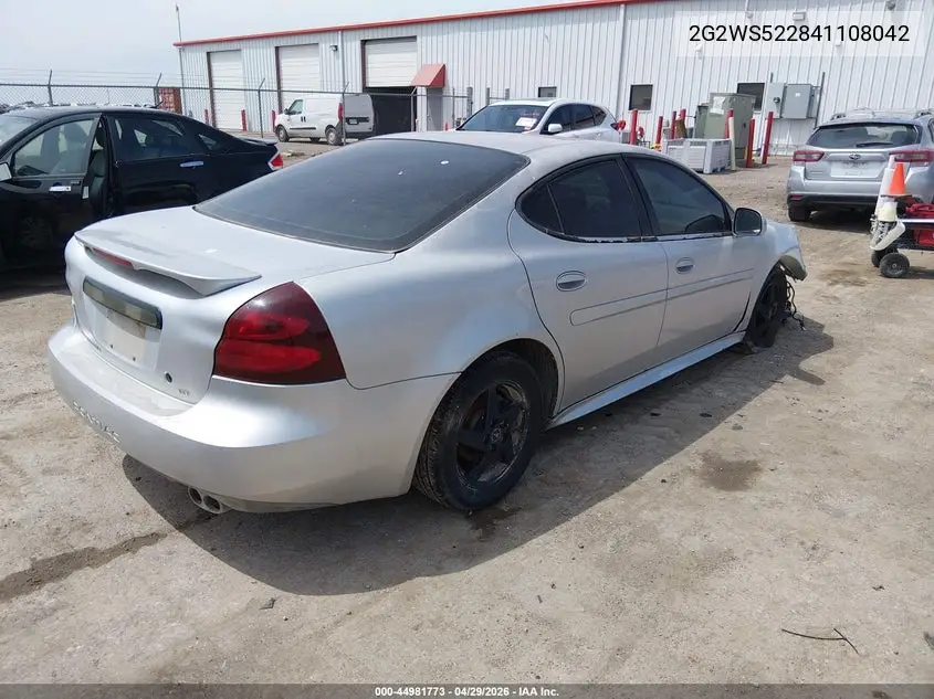 2004 Pontiac Grand Prix Gt2 VIN: 2G2WS522841108042 Lot: 44981773