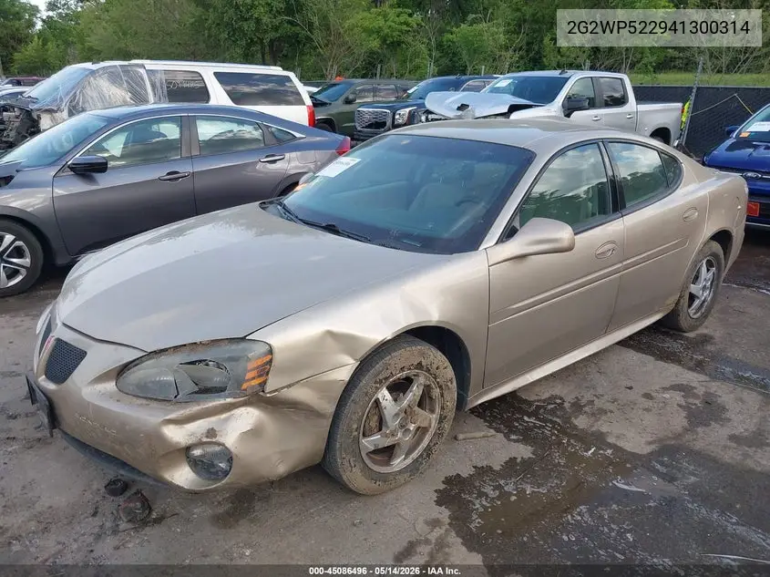 2004 Pontiac Grand Prix Gt1 VIN: 2G2WP522941300314 Lot: 45086496