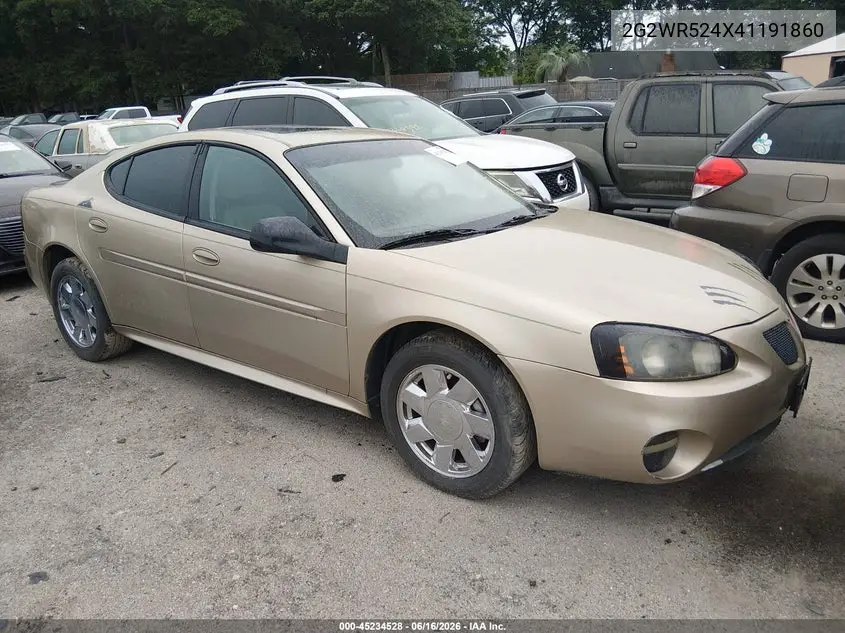 2004 Pontiac Grand Prix Gtp VIN: 2G2WR524X41191860 Lot: 45234528