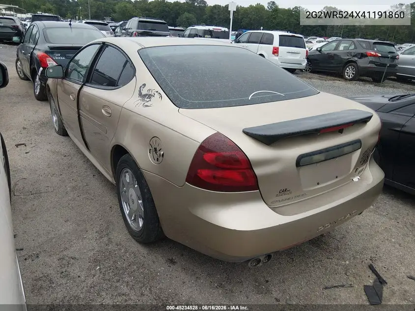 2004 Pontiac Grand Prix Gtp VIN: 2G2WR524X41191860 Lot: 45234528