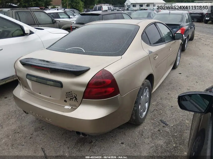 2004 Pontiac Grand Prix Gtp VIN: 2G2WR524X41191860 Lot: 45234528