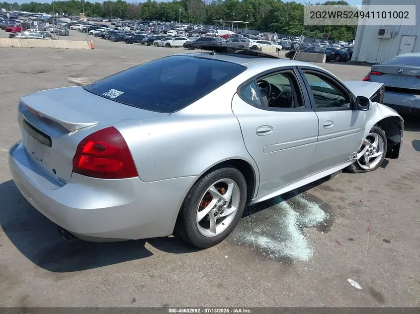 2004 Pontiac Grand Prix Gtp VIN: 2G2WR524941101002 Lot: 45602992