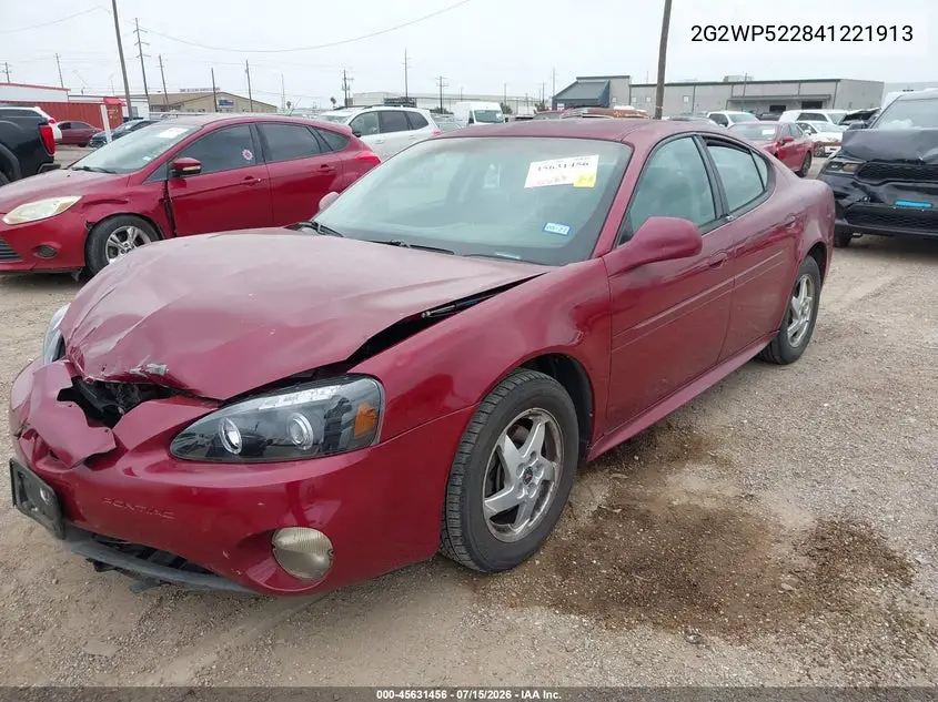2004 Pontiac Grand Prix Gt1 VIN: 2G2WP522841221913 Lot: 45631456