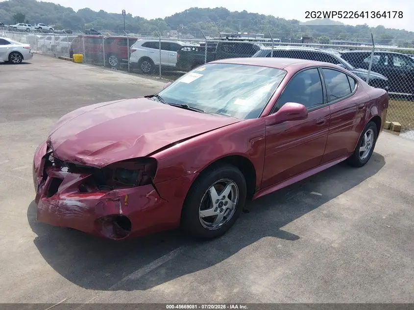 2004 Pontiac Grand Prix Gt1 VIN: 2G2WP522641364178 Lot: 45669081