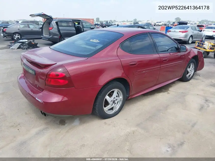 2004 Pontiac Grand Prix Gt1 VIN: 2G2WP522641364178 Lot: 45669081