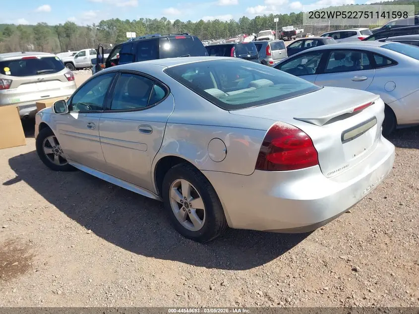 2005 Pontiac Grand Prix VIN: 2G2WP522751141598 Lot: 44545693