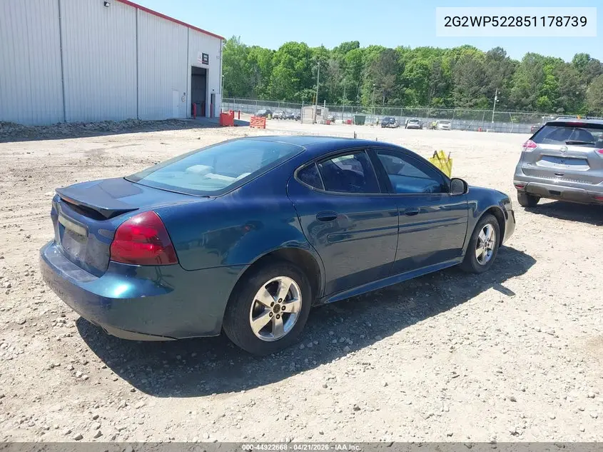 2005 Pontiac Grand Prix VIN: 2G2WP522851178739 Lot: 44922668