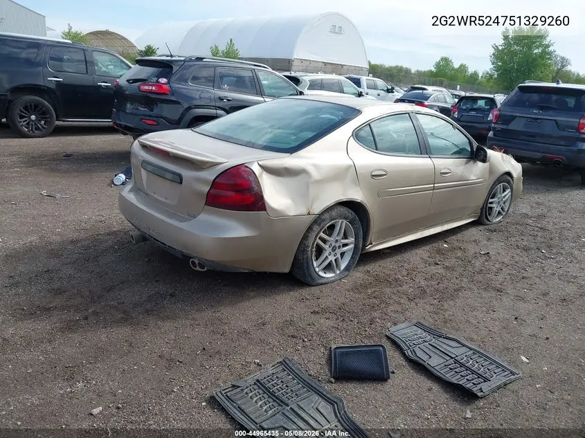 2005 Pontiac Grand Prix Gtp VIN: 2G2WR524751329260 Lot: 44965435
