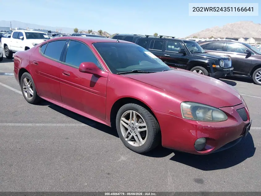 2005 Pontiac Grand Prix Gtp VIN: 2G2WR524351166641 Lot: 45064779
