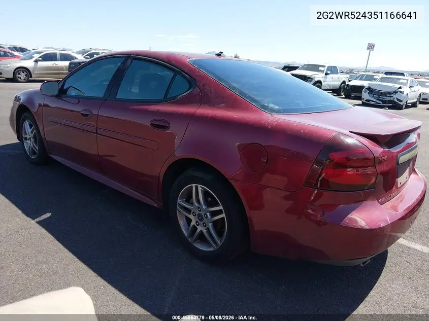 2005 Pontiac Grand Prix Gtp VIN: 2G2WR524351166641 Lot: 45064779