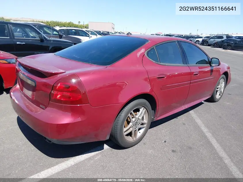 2005 Pontiac Grand Prix Gtp VIN: 2G2WR524351166641 Lot: 45064779