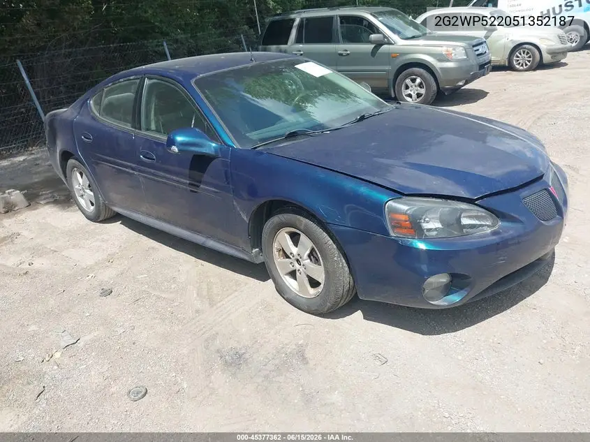 2005 Pontiac Grand Prix VIN: 2G2WP522051352187 Lot: 45377362