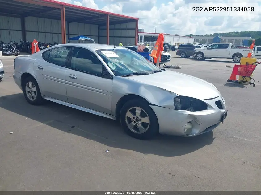 2005 Pontiac Grand Prix VIN: 2G2WP522951334058 Lot: 45629578