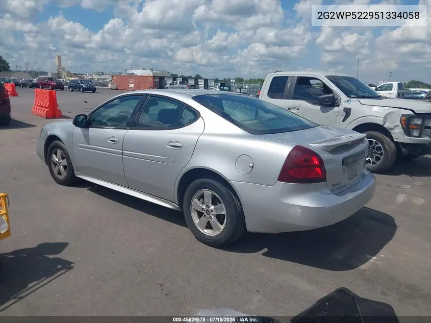 2005 Pontiac Grand Prix VIN: 2G2WP522951334058 Lot: 45629578