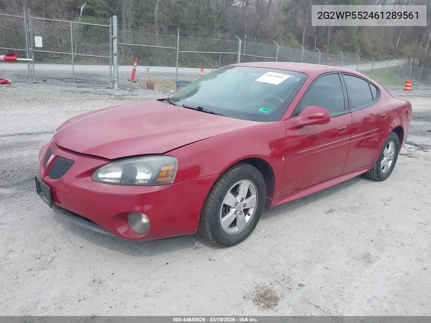 2006 Pontiac Grand Prix VIN: 2G2WP552461289561 Lot: 44650026