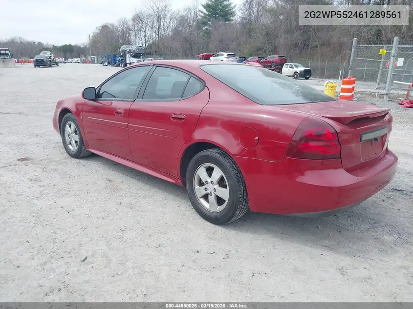 2006 Pontiac Grand Prix VIN: 2G2WP552461289561 Lot: 44650026