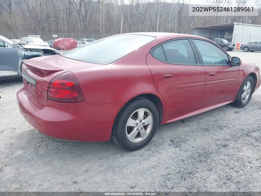 2006 Pontiac Grand Prix VIN: 2G2WP552461289561 Lot: 44650026