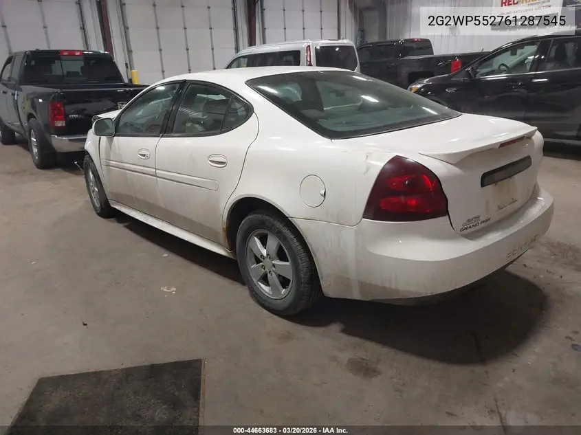 2006 Pontiac Grand Prix VIN: 2G2WP552761287545 Lot: 44663683
