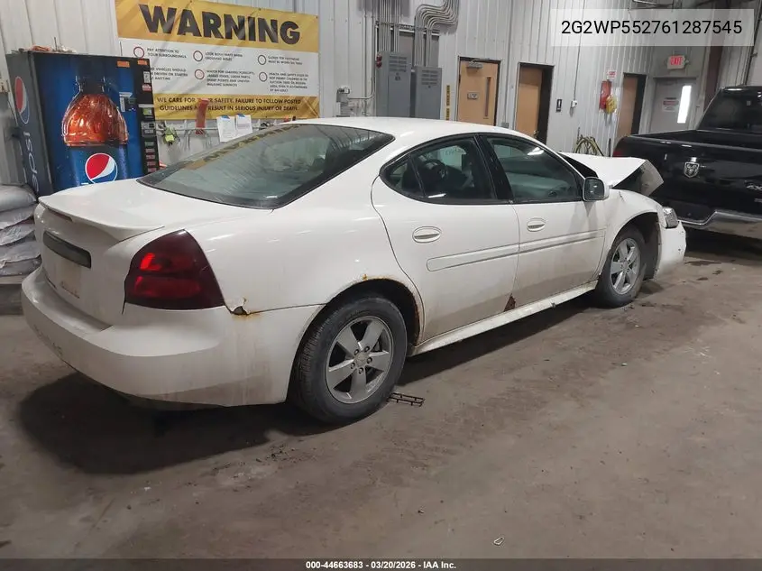 2006 Pontiac Grand Prix VIN: 2G2WP552761287545 Lot: 44663683