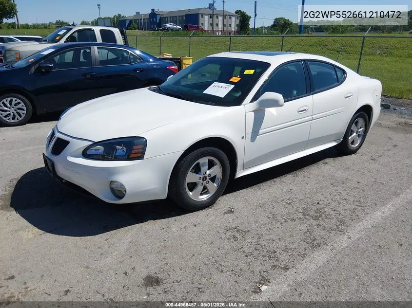 2006 Pontiac Grand Prix VIN: 2G2WP552661210472 Lot: 44968457