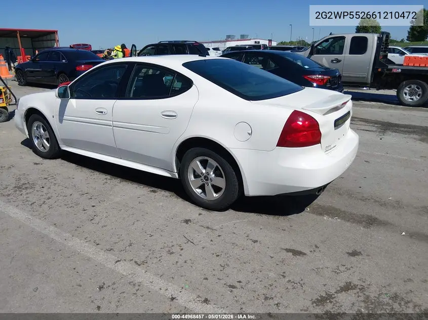 2006 Pontiac Grand Prix VIN: 2G2WP552661210472 Lot: 44968457