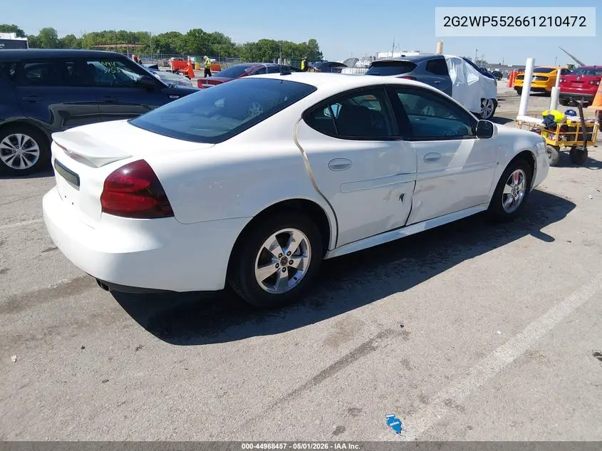 2006 Pontiac Grand Prix VIN: 2G2WP552661210472 Lot: 44968457