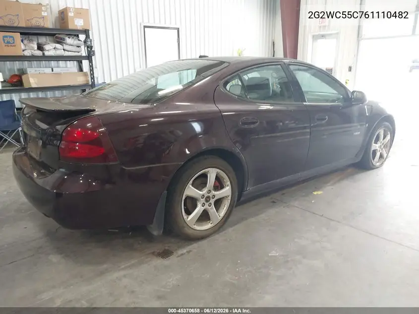 2006 Pontiac Grand Prix Gxp VIN: 2G2WC55C761110482 Lot: 45370658