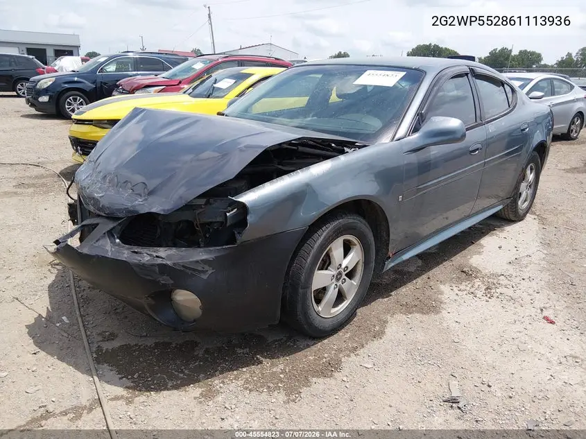 2006 Pontiac Grand Prix VIN: 2G2WP552861113936 Lot: 45554823