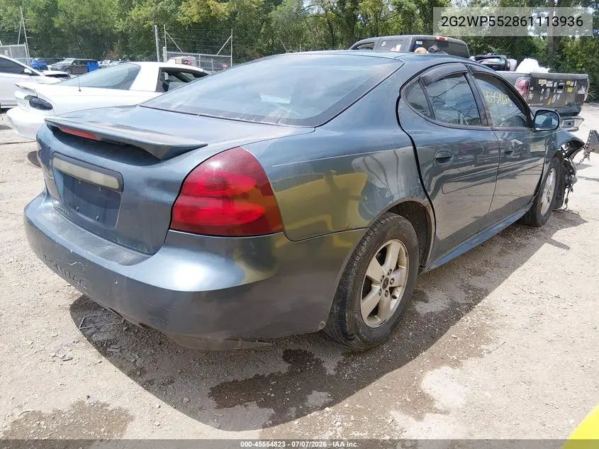 2006 Pontiac Grand Prix VIN: 2G2WP552861113936 Lot: 45554823