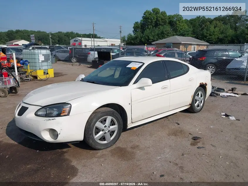 2006 Pontiac Grand Prix VIN: 2G2WP552161266934 Lot: 45590207