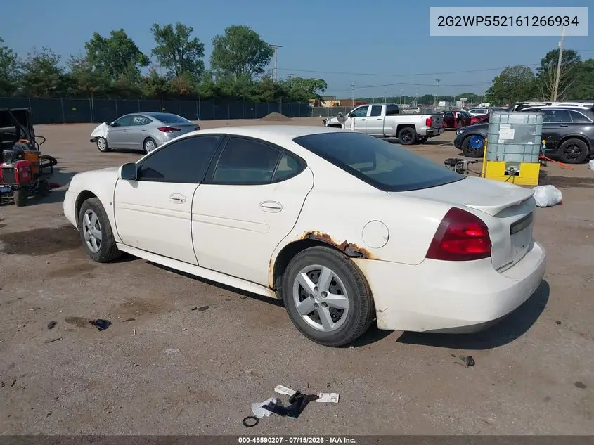 2006 Pontiac Grand Prix VIN: 2G2WP552161266934 Lot: 45590207
