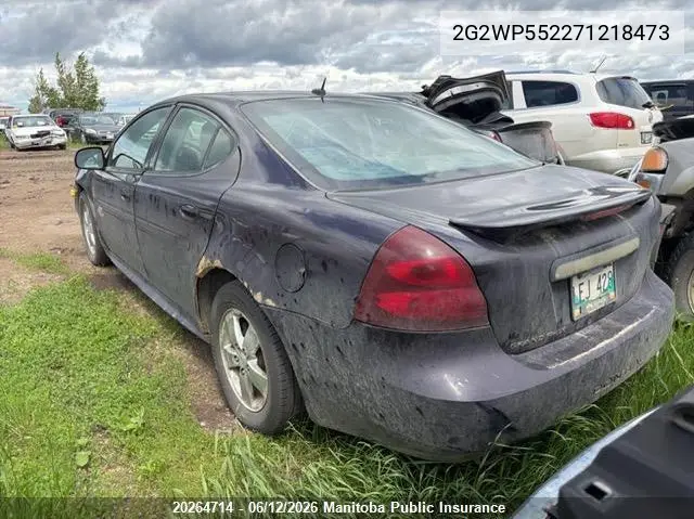 2007 Pontiac Grand Prix VIN: 2G2WP552271218473 Lot: 20264714