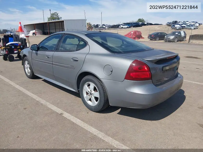 2007 Pontiac Grand Prix VIN: 2G2WP552471221844 Lot: 44507500