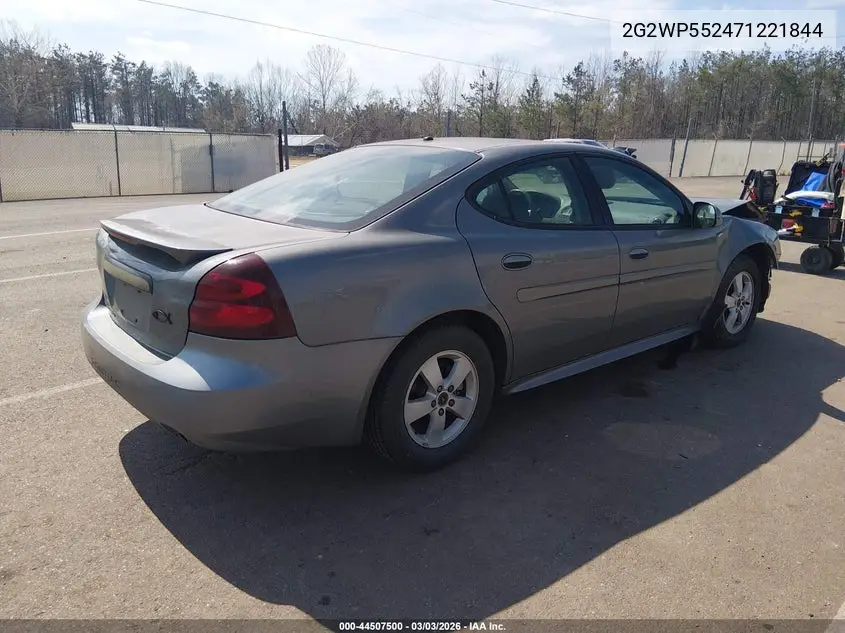 2007 Pontiac Grand Prix VIN: 2G2WP552471221844 Lot: 44507500
