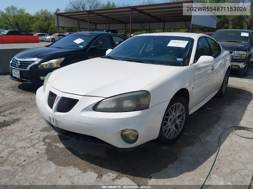 2007 Pontiac Grand Prix Gt VIN: 2G2WR554871153026 Lot: 44640722