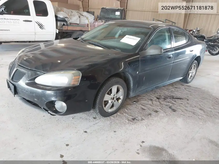 2007 Pontiac Grand Prix VIN: 2G2WP552671181878 Lot: 44669337