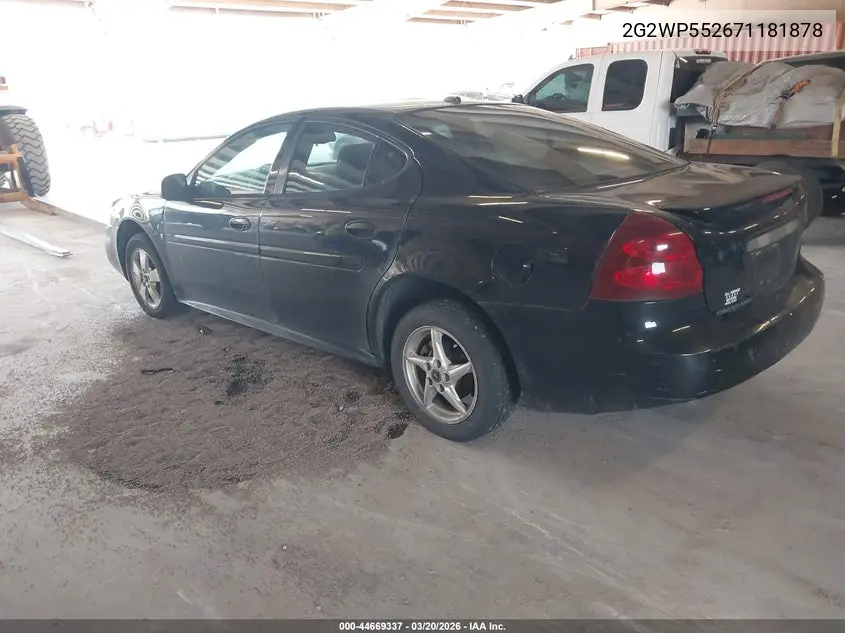 2007 Pontiac Grand Prix VIN: 2G2WP552671181878 Lot: 44669337