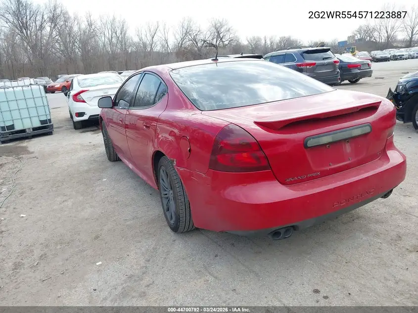 2007 Pontiac Grand Prix Gt VIN: 2G2WR554571223887 Lot: 44700792