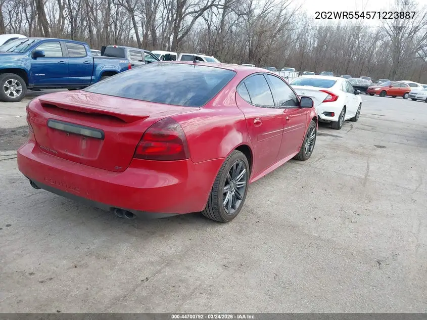 2007 Pontiac Grand Prix Gt VIN: 2G2WR554571223887 Lot: 44700792