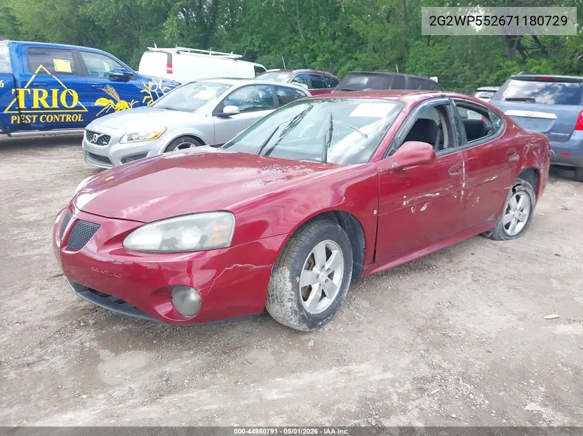 2007 Pontiac Grand Prix VIN: 2G2WP552671180729 Lot: 44980791